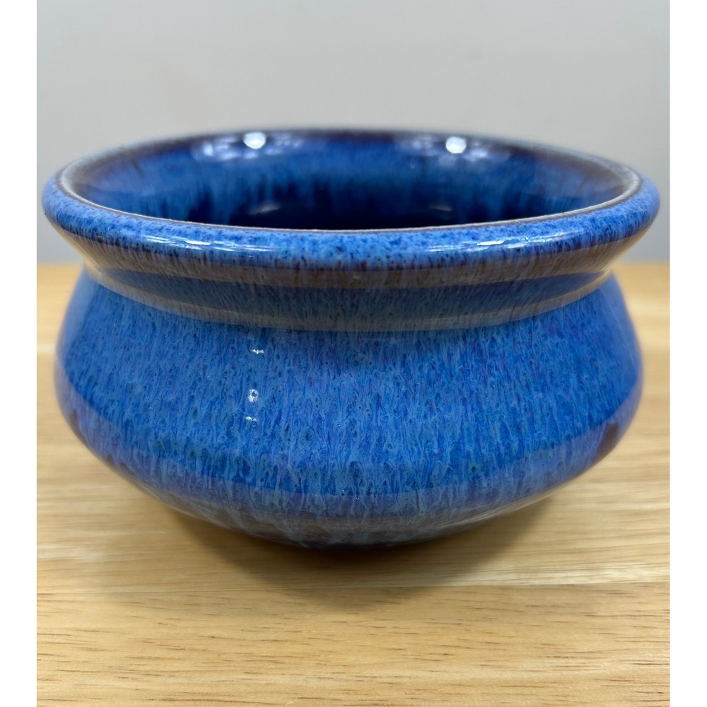 Blue Ridge Pottery Ceramic‎ Bowl Vibrant Blue Glaze 2007 Signed Artisan Made USA